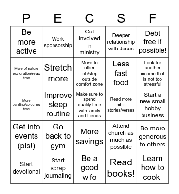 YA's Bingo Goals 2026 Bingo Card