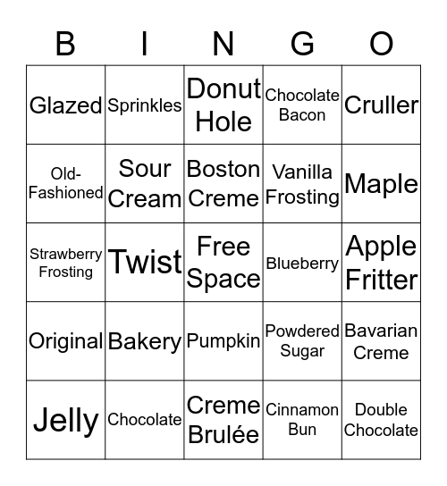 Donut Bingo Card