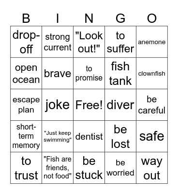 Finding Nemo Bingo Card