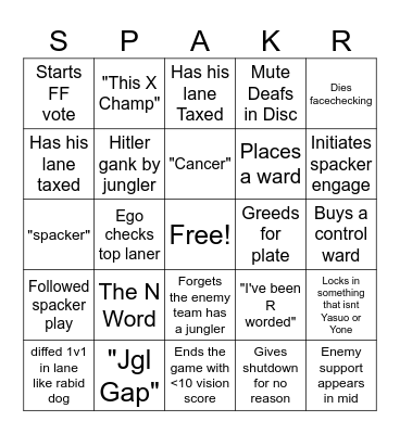 John Solo Queue Experience Bingo Card