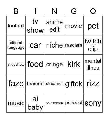 Untitled Bingo Card