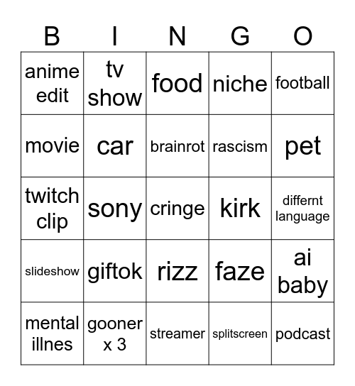 Untitled Bingo Card