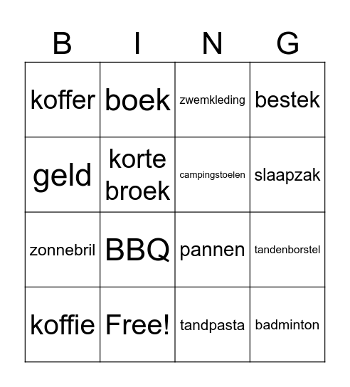 buitenleven Bingo Card