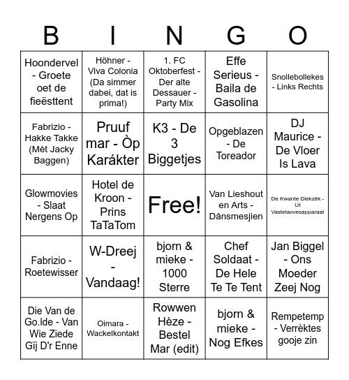 VASTELAOVEND ELCKERLYC '26 Bingo Card