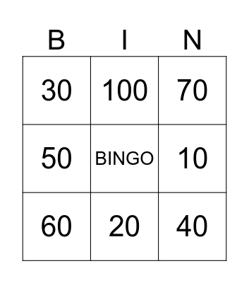 MULTIPLOS DE 10 Bingo Card