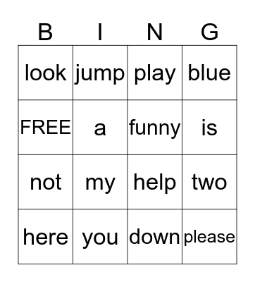 K-2 Sight Word Bingo (1) Bingo Card