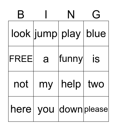 K-2 Sight Word Bingo (1) Bingo Card
