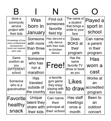 Find a colleague who has: Bingo Card