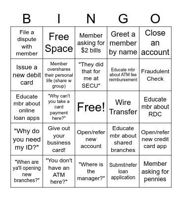 Friday Bingo Card