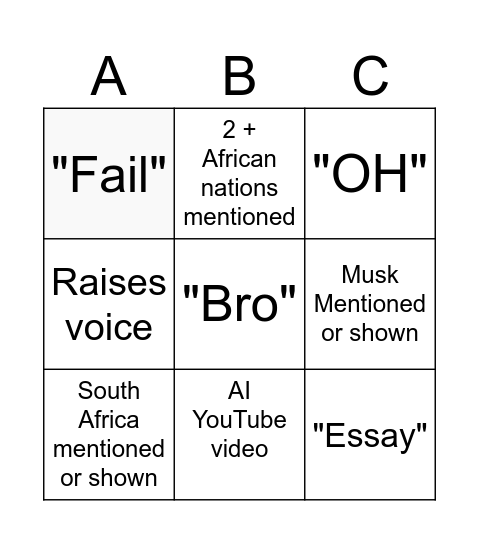 Economics Bingo Card