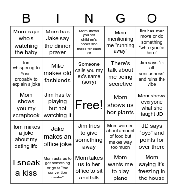 Welcome to the family Bingo Card
