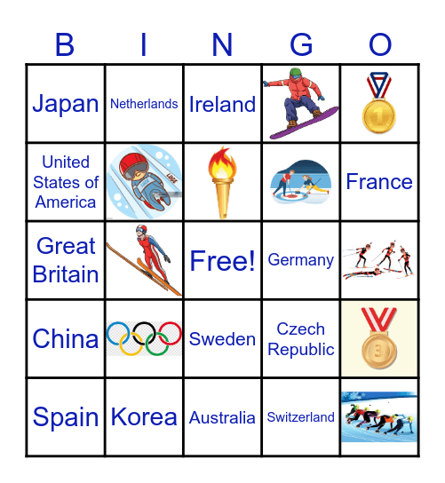 Winter Olympics 2026 Bingo Card