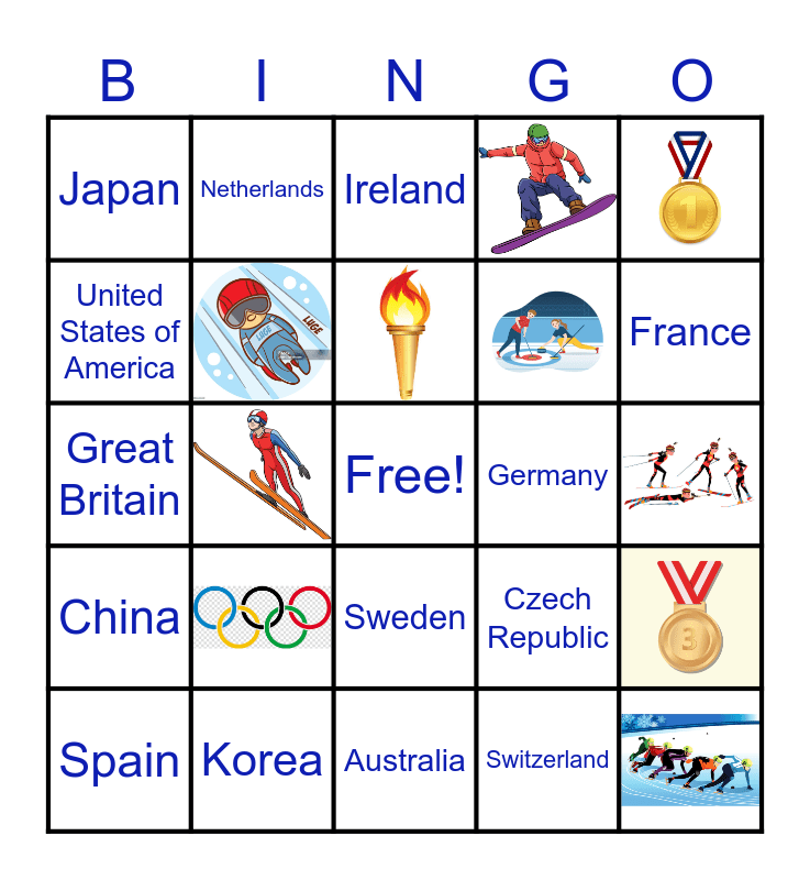 Winter Olympics 2026 Bingo Card