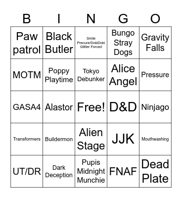 FANDOM HUNT WOOO !! Bingo Card