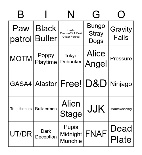 FANDOM HUNT WOOO !! Bingo Card