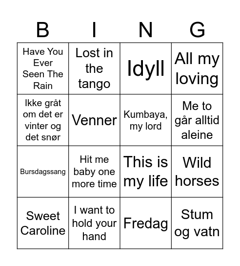 Vennesla 06.02.2026 Bingo Card