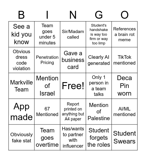 DECA Bingo Card