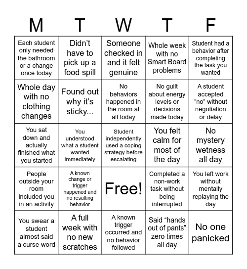 Extremely Hard Bingo Card