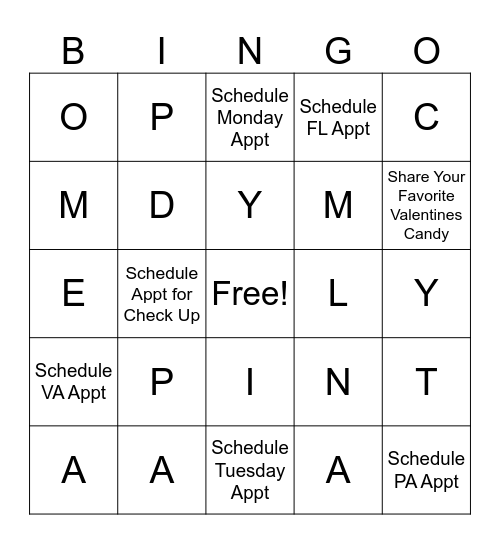 Tigger Fam Bingo Card