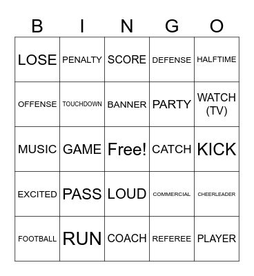 SUPERBOWL Bingo Card