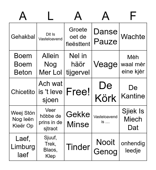 Vasteloavesbingo Card