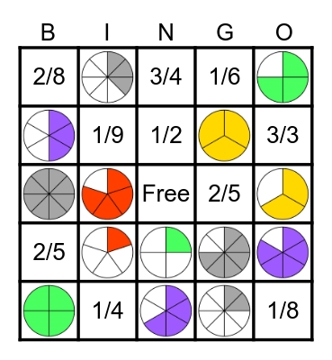 Fraction Circles Bingo Card