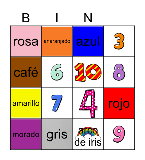 Colores Bingo Card