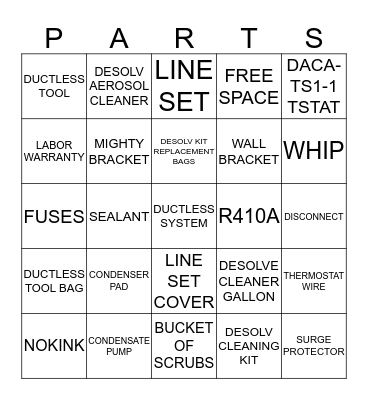 BINGO - DUCTLESS SYSTEM Bingo Card