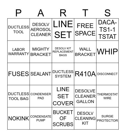 BINGO - DUCTLESS SYSTEM Bingo Card