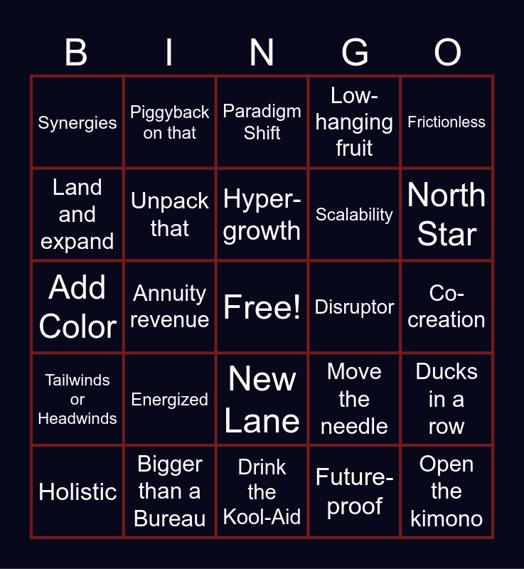 FTS Kickoff Bingo Card