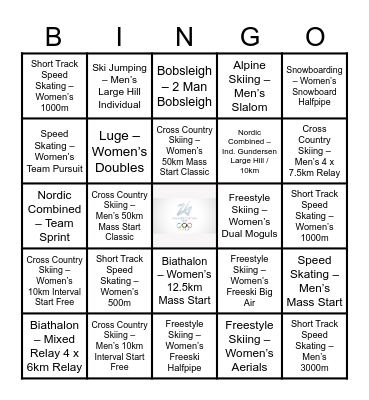 Shared Services 2026 Winter Olympics Bingo Card