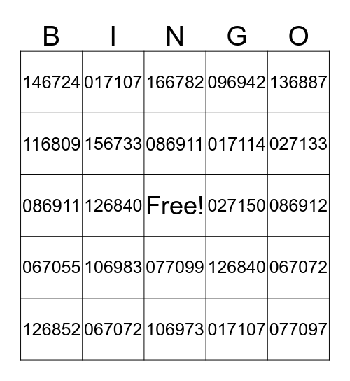 January 2017  Bingo Card