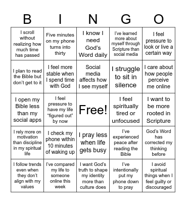 Faith in Focus Bingo Card