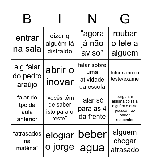 stora port Bingo Card
