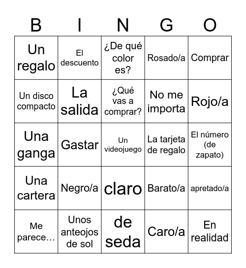 Auténtico 2 2B vocab, with review vocab Bingo Card