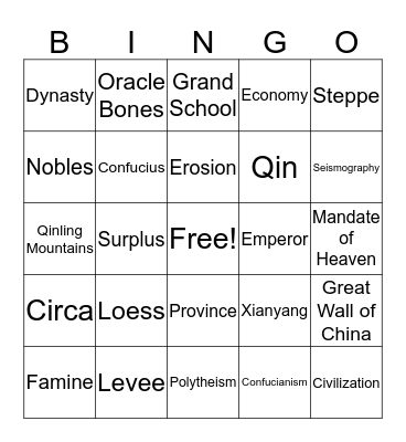 Chapter 7 Vocabulary Bingo Card