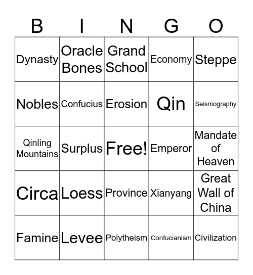 Chapter 7 Vocabulary Bingo Card