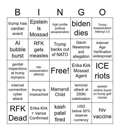 2026 Bingo Card