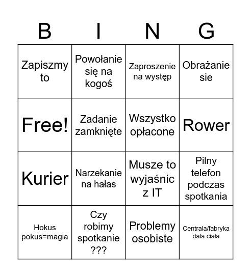 MK bingo Card