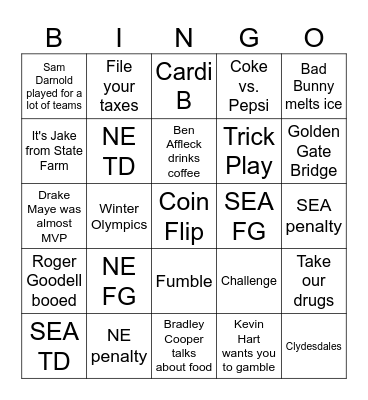 Suuuppaaaaa Bowl Bingo Card