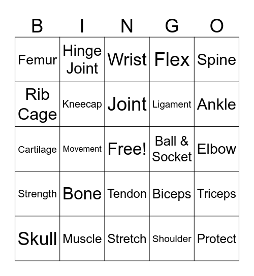 MUSCLE BINGO Card
