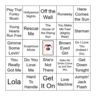 60's/70's Bingo Card