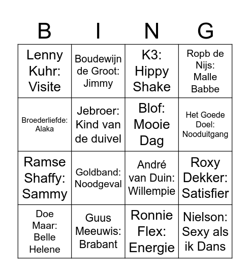 Hollands Bingo Card