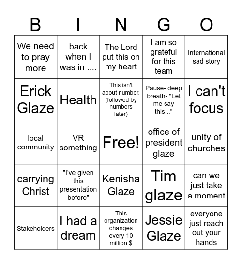 Tanner's Speech Bingo Card