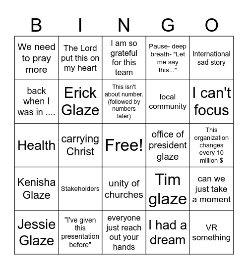 Tanner's Speech Bingo Card