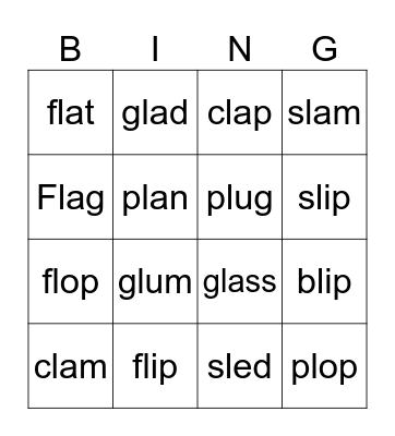 L-Blend Bingo Card