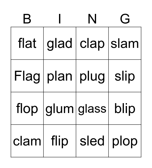 L-Blend Bingo Card