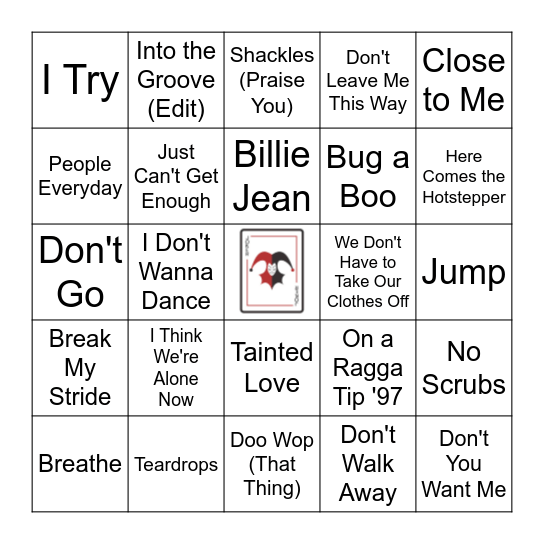 80's/90's Bingo Card