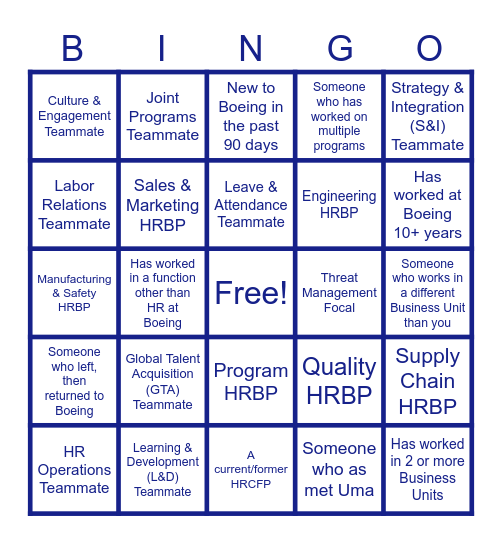 EVERETT HR BINGO Card