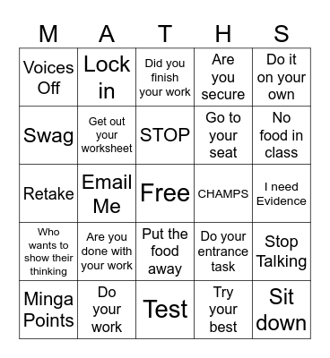 Ms. Pieper Bingo Card
